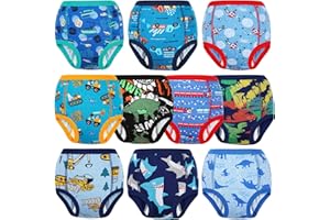 FLYISH DIRECT Culotte Apprentissage Propreté Garcon Très Absorbant | Culotte d'apprentissage Enfant en Coton | Slip apprentissage propreté Garcon Lavable 10 paquets | Bleu, 6 ans