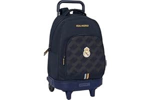 SAFTA Real Madrid 2ª EQUIPACIÓN 23/24 - Mochila Grande con Ruedas, Compacta, Extraíble, Ideal para Niños de Diferentes Edades, Cómoda y Versátil, Calidad y Resistencia, 33x22x45 cm, Color Azul Marino