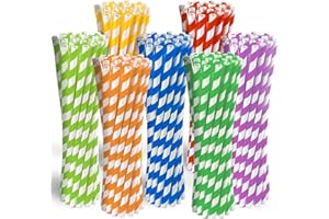 ZAIBIER Pack of 250 Paper Straws Drinking Assorted Straws for Drinking Straws Biodegradable Wedding Party, Party Straws Restaurant Juice Coffee Cold Drinks-Straws Drinking Paper Durable Drinking Straws Paper