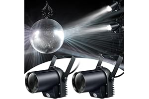 Czgor - Juego de 2 focos led (5 W, luz blanca fría, para bola de discoteca, bola de espejo, con motor, fiestas, clubes, bares, bodas, 218F050C-2