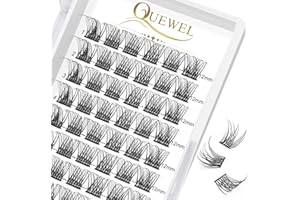 QUEWEL Cluster Volume Ciglia Cluster Ciglia finte individuali Ciglia naturali Ciglia individuali russe Volume Extension ciglia fai da te (natural-D-12mm)