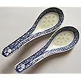2Pcs White Porcelain Blue Patterned Chinese White And Blue Soup Spoons