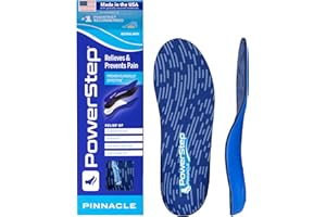 Powerstep Pinnacle Shoe Insoles - Shock-Absorbing Arch Support and Cushioning for Plantar Fasciitis