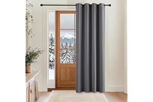 KGORGE Türvorhang Kälteschutz mit Ösen Wohnzimmer - 1 Stück H 200 x B 140 cm Thermovorhang Haustür Verdunkelungsvorhang Grau Vorhänge Blickdicht Gardinen Verdunkelnd