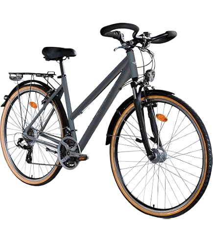 28 Zoll Cross Fahrrad Leader Fox Toscana Trekking Bike 27 Gang Silber Rh 46cm Sport & Freizeit