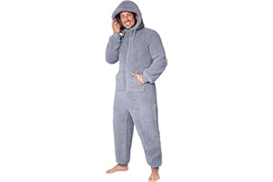 CityComfort Schlafoveralls für Herren und Teenager, Fleece Onesie Jumpsuit Herren Warm Kuschelig Schlafanzug Herren Lang M-3XL - Geschenke für Männer