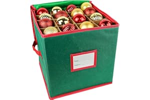 Mu Mianhua Christmas Bauble Storage Box With Dividers 64 Compartment Xmas Ornaments Storage Container Oxford Cloth Christmas Decorations Storage Box, Green