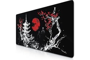 TITANWOLF - XXL Speed Gaming Mauspad 900 x 400mm - XXL Mousepad - Tischunterlage Large Size - verbessert Präzision und Geschwindigkeit - Japan Ink Painting Black