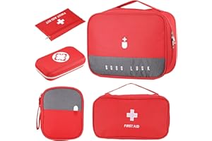 Fentar 5 Pcs Empty First Aid Kit Bags, Waterproof Travel Medicine Organizer with Built-in Compartments, 5 Sizes for Camping, Hiking, Home (Red)