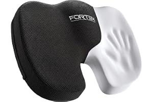 FORTEM Sittdyna för Kontorsstol, Sittdyna i Memory Foam, Halkfri Kudde för Gaming, Sittkudde för Bilstol, Datorstolsdyna, Tvättbart överdrag