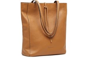 Kattee Bolsos de cuero genuino para mujer, bolsos de hombro suaves, bolsos de mano con asa causal para el trabajo y viajes