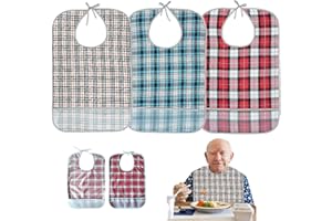 Liwein Bavoir Imperméable Lot de 3 Protecteurs de Vêtements pour Adultes, Hommes, Femmes et Personnes Handicapées