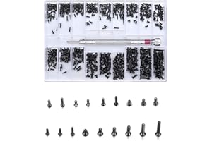 Vwoqiy Zestaw 500 sztuk mikro śrub naprawczych, małe śruby ze stali węglowej, elektroniczne śruby do okularów, laptopa, biżuterii, naprawy zegarków, ze śrubokrętem