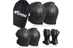 KUYOU Kinder Knieschoner Set 6 in 1 Schutzausrüstung Kinder Knieschützer Ellbogenschützer Set Schutzausrüstung Set für Skateboard Radfahren Roller Skating Radfahren