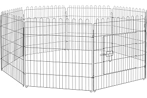 PawHut Parque de Juegos para Perros 8 Paneles 76x71 cm Plegables Jaula Metálica para Mascotas con Puerta para Jardín Patio Exterior Negro