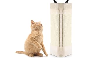 KingSaid Ecke Kratzbrett 45×25cm Kratzmatte Katze Katzenkratzmatte Sisal Kratzpappe Wand Kratzschutz Sofa Katzenkratzbrett Faltbar Katzenkratzbretter mit Plüsch Wandkratzbrett für Schützt Möbel