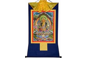 Gandhanra Thangka Tibetano - Ksitigarbha Thangka - Arazzo di Buddha a Stampa Dorata per Decorazione Zen, Meditazione, Rilassamento Spirituale e Pace