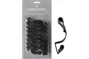 Simply Products 16 Giant Christmas Gutter Hooks Weatherproof Plastic for Hanging Outdoor Christmas String Lights, Fairy Lights or Rope Lights Gutter Clips - (Black)