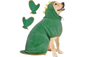 Peignoir pour Chien en Microfibre, Bibykivn Serviette pour Chien Super Absorbante, Lavable Serviette pour Animaux Peignoir de Bain, Réglable Peignoir pour Douche Natation (Vert, L)