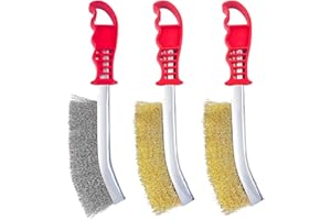 Tekenewbse 3 Pieces Cepillo Alambre, 140mm Cepillo de Alambre, Cepillo de Latón, Cepillo Puas Metalicas, Cepillo Metalico para Limpieza de Brocas de Madera Escoria de Soldadura Eliminación de Óxido