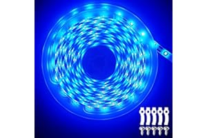 ShineBurky Striscia LED 5 Metri Blu, Striscia LED Dimmerabile, 12V Striscia Luminosa LED Flessibile, per Soffitti, Scale, Armadi, Camere da Letto, Vetrinette (Adattatori non Inclusi)