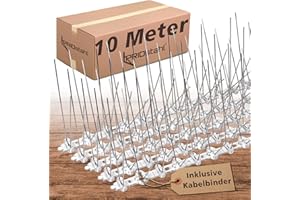 Taubenabwehr Vogelabwehr 10 Meter 4 - reihig EDELSTAHL A2 Taubenspikes UV-Beständig & rostfrei für Balkon Dach Fenster oder Sichtschutz Spikes gegen Tauben oder Katzen Abwehr Vogelschutz Vogelschreck
