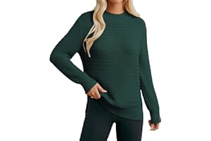 GRACE KARIN Damen Strickpullover Langarm Stehkragen Casual Pullover mit Seitenschlitzen Sweater