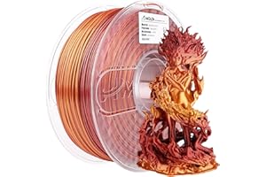 AMOLEN Filamento PLA 1.75mm, Filamento Stampante 3D, Silk Due Colori Oro e Rosso, 3D Printer Filament 1KG/2,2lb