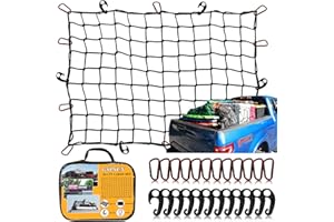 GSPSCN Filet Voiture et Remorque 1,2x0,9 m, Filet de Rangement pour Galerie de Toit, Filet Bagage Voiture Très Élastique, avec 12 Mousquetons,12 Crochets,pour Coffre de Voiture pour SUV, RV, Camion