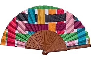 Ventaglio spagnolo Celosía - Legno e cotone - 23 cm - Custodia in yute natural - Accessorio moda - Fatto a mano in Spagna - Eventi e regali - Collezione Geometrie - Tusitala Barcelona