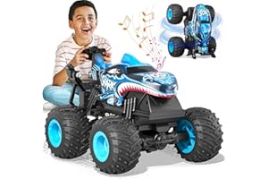 Sunrad Ferngesteuertes Auto ab 3 4 5 6 7 8 9 Jahre, RC Monstertruck mit 360° Drehung aufrecht, LED-Lichtern und Musik, Wiederaufladbares RC Cars Spielzeug und Geschenke für Kinder