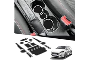 BIXUAN Fiesta8 2024 compatibile con Ford Fiesta MK8 2017-2023 2024 bianchi tappetini in gomma per braccioli console centrale, tappetino portabicchieri, lancia operativa cucitura antiscivolo porta