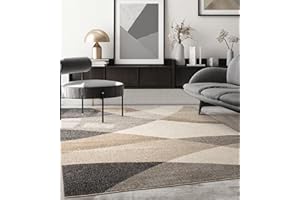 the carpet - Pearl - Tapis à Poils Courts et denses - Moderne - pour Salon et Chambre à Coucher - Découpe des Contours - Motif géométrique - Motif ondulé - Beige - 160 x 220 cm