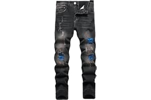 JENY-LUCK Men's Slim Fit Stretch Jeans Ripped Skinny for Men, Distressed Destroyed Straight Leg Fashion Comfort Flex Waist Jeans, Teenager Casual Fashion Designer Classic Regular Fit Basic Denim Pants