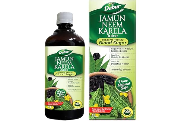 Dabur Jamun Neem Karela Juice - 1L Helps Control Blood Sugar Level & Reduces Bad Cholesterol Good for Metabolic & Digestive Health Ayurvedic Health Juice For Diabetic Care