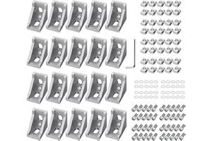 EYPINS 20 Pezzi Staffa Angolare in Alluminio 2020 ,Staffa Giunto per Profilati Alluminio con Viti e Dadi (28x28x20mm)