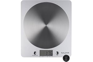 Salter 1036 SVSSDR Disc Digital Kitchen Scale – Electronic Food Scale, Add & Weigh Multiple Ingredients, 5kg Capacity, Aquatronic for Measuring Liquids, Easy Read LCD Display, Includes Battery