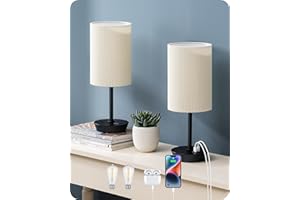 ‎EDISHINE EDISHINE LED Nachttischlampe Touch Dimmbar 2er Set, Tischlampe Modern, Kleine Lampe, mit Ladefunktion, 2 USB Anschlüsse, mit Kabel, für Schlafzimmer, Wohnzimmer, Fensterbank, Geschenk, Schwarz