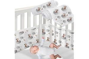 CHSG 2PCS Protectores De Cuna para Cuna, Tamaño 160 * 30cm y 340 * 30cm, Transpirable, Anticolisión y Lavable, Protector Cuna, Chichoneras Cuna, para Bebés Menores De 2 Años