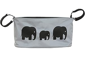 BundleBean Buggy/Stroller Organiser, Storage Bag, Nappy Pouch - fits to Handlebar of Any Pushchair/Buggy/Stroller Polar Bear (Grey Elephant)