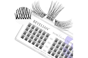 DIY Eyelash Extension,Cluster Individual False Eyelashes Extension Natural Look Reusable Glue Bonded Black Super Thin Band 48 Lash Clusters 14mm by BEYELIAN