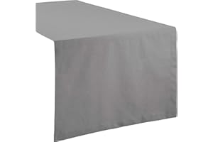 REDBEST Tischdecke, Tischläufer Uni Seattle, 100% Baumwolle - Robustes, glattes Gewebe, mit hochwertigem Kuvertsaum, grau Größe 50x150 cm (weitere Farben, Größen)