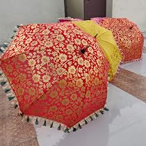 Lot De 5 Parapluies Indiens Vintage Décoratifs - Fait Main, Brodés Et Miroirs - Pour Mariage, Décoration