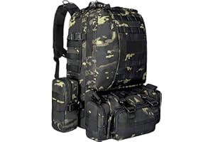 Wiserset Taktischer Rucksack, 60L Militär Armee Rucksack, großer Survival Molle Tagesrucksack für Herren und Frauen,abnehmbare Outdoor Tasche