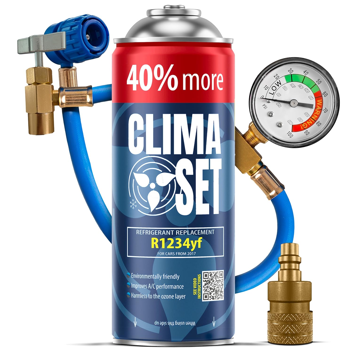 ClimaSet R1234yf Airconditioning R1234yf – 1 x 235 g met slang, manometer en adapter HP/LP – airconditioning – airconditioning – auto-airconditioning – Eco
