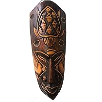 Masque En Bois Sculpté Et Peint à La Main De Bali - Hauteur ~20 Cm, Bois D'Albesia - Décoration Murale Ethnique, Pièce Unique