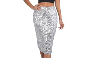 BALAYSIER Gonna Paillettes Donna con Fodera Gonne Brillantinata a Vita Elastica e Zip Gonna-Glitter per Feste Rave