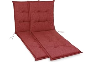 sunnypillow 2 Stück Liegenauflagen 190 x 60 - Auflage Sonnenliege Polster für Gartenliege extra dick 9cm - Polsterauflagen Outdoor, wasserdicht, UV Lichtecht für Gartenmöbel Liegestuhl Liegen - Rot