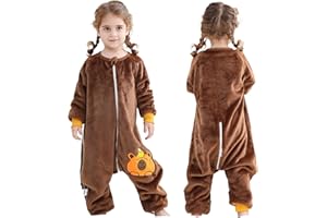 HAHASHOW Gigoteuse a Pied Flanelle Hiver Pyjama BéBé Manches Longues Turbulette Avec Pied 2.5 Tog pour Enfant de 3 à 4 Ans, Capybara