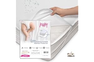MEBY 60x120 cm wasserdichter Matratzenschoner für Baby. Atmungsaktive Matratzenauflage aus Baumwolle. Matratzenschutz, wasserdicht, nässeschutz. Elastisch, ohne Knistern. Inkontinenzauflage (2er Set)